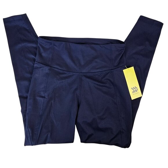 All In Motion Womens High Waisted Navy Pocket Leggings Small Workout Running - Picture 3 of 8